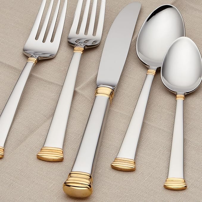 Lenox Eternal Gold Flatware 5-Piece Place Setting, Service for 1 , Stainless -