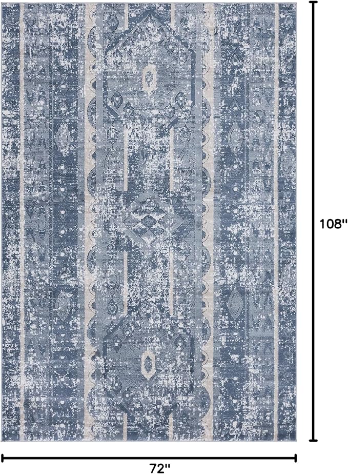 Rugs.com Oregon Collection Rug – 6' x 9' Blue Low-Pile Rug Perfect for Living Rooms, Large Dining Rooms, Open Floorplans
