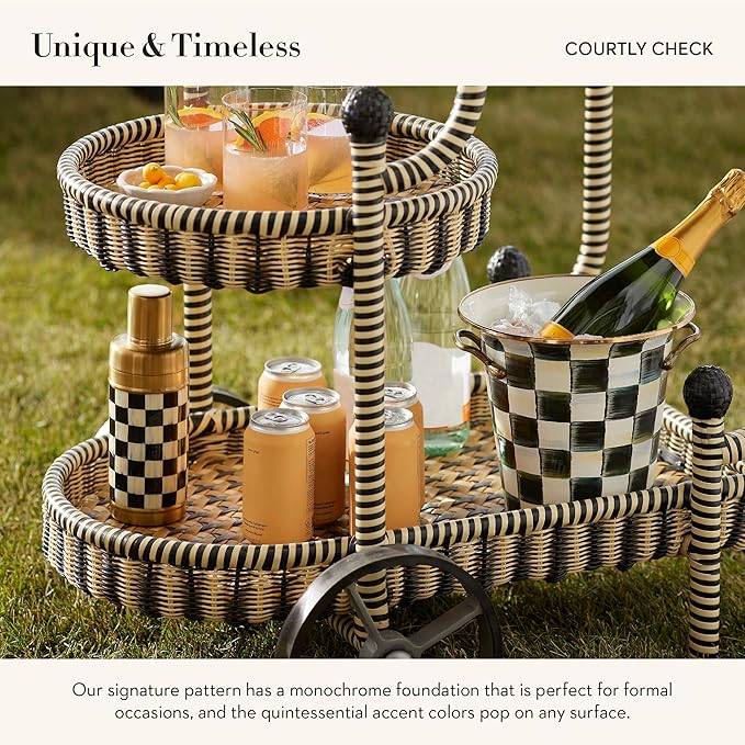 MACKENZIE-CHILDS Wine Cooler, Champagne and Wine Bucket, Ice Bucket, Black-and-White Courtly Check