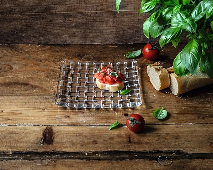Nachtmann Bossa Nova Collection, Square Platter, Set of 2, Serving Tray, Plate for Food, Charcuterie, Appetizer, Snack, and Dessert Platters, 8.3 Inch, Dishwasher Safe