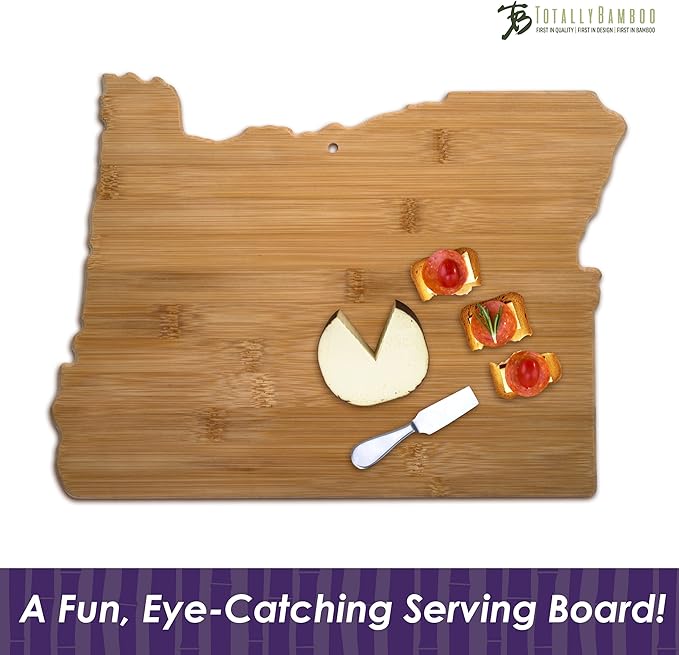Totally Bamboo Oregon State Shaped Bamboo Serving and Cutting Board