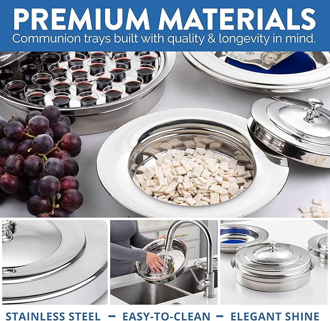 (Offering Plate Blue Premium Stainless Steel Offering Plates for Church | Offering Trays | Church Collection Plate | Church Offering Plates