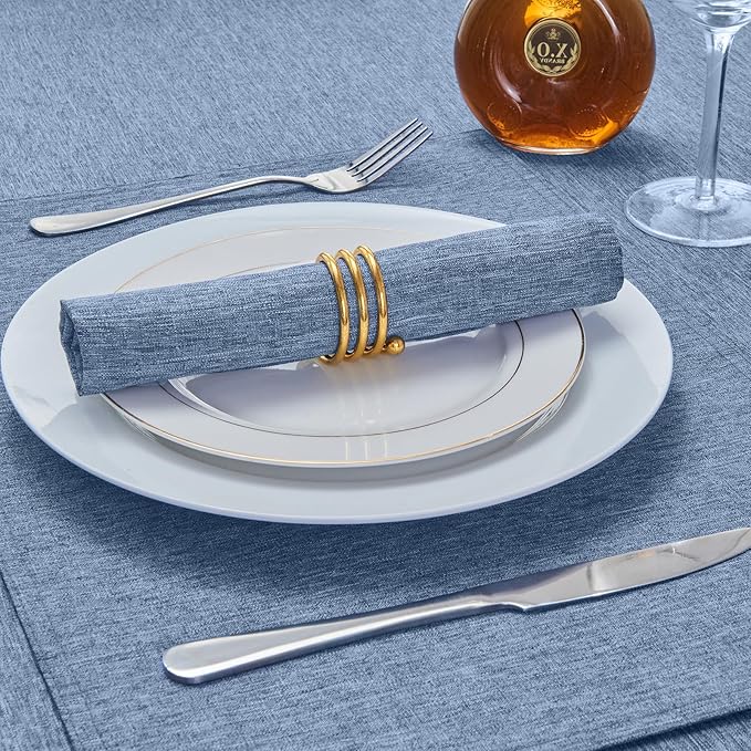 Rectangle Table Cloth Linen Farmhouse Stainproof Waterproof Washable Polyester Oblong Rectangular Fabric Table Cover for Kitchen Dining Dinner(Denim Blue/60x84 Inch)