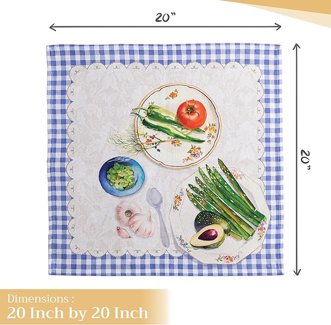 Maison d' Hermine Cloth Napkins Set of 4 100% Cotton Everyday Reusable Square Napkins Cloth Washable, Dinner, Party, Wedding, Restaurant, Spring/Summer (Gourmand, 20" x 20")