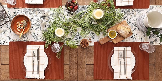 DII Basic Everyday Ribbed Tabletop 100% Cotton, Placemat Set, 13x19, Cinnamon, 6 Piece