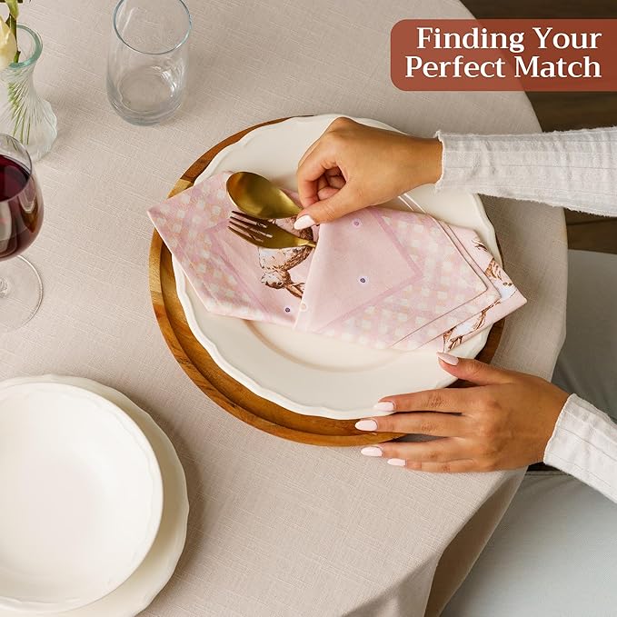 Maison d' Hermine Cloth Napkins Set of 4 100% Cotton Soft & Durable Everyday Reusable Square Napkins Cloth Washable, Dinner, Cocktail Party, Wedding, Restaurant (Easter, 18" x 18")