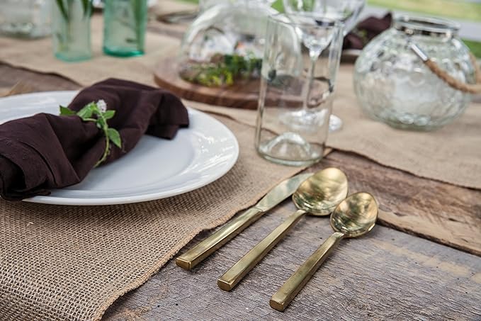 Fortessa Arezzo 18/10 Stainless Steel Flatware, 5 Piece Place Setting, Service for 1, Brushed Gold