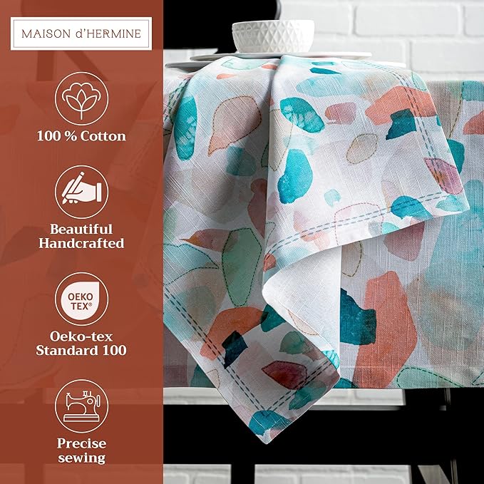 Maison d' Hermine Cloth Napkins Set of 4 100% Cotton Everyday Reusable Square Napkins Cloth Washable, Dinner, Party, Wedding, Restaurant, Spring/Summer (Summer Picnic, 20" x 20")