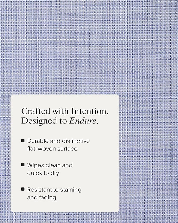 Chilewich Mini Basketweave Placemats in Periwinkle - Set of 4 - Easy Care Woven Tabletop Textiles - Indoor/Outdoor - 19" x 14" Rectangle
