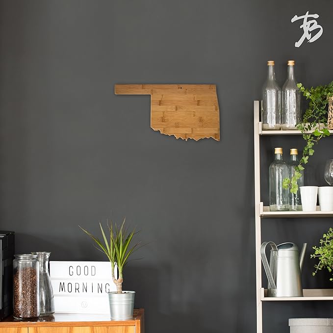 Totally Bamboo Oklahoma State Shaped Bamboo Serving and Cutting Board