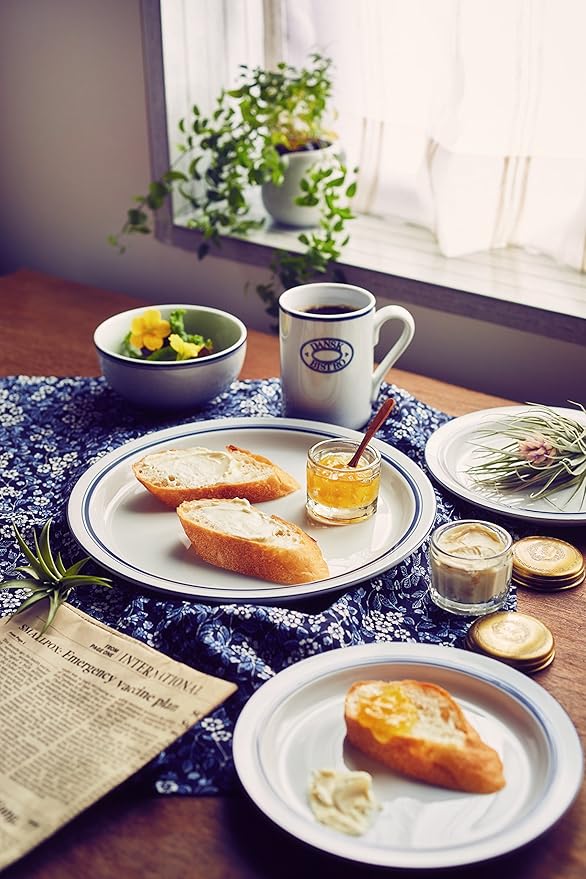 DANSR DANSK Bistro Salad Plate, 8.9 inches (22.5 cm), Microwave, Oven & Dishwasher Safe TH07302CL Dishes Blue Line DANSK Dansk Danish Tradition Elegant Simple Ceramic Bistro Salad Plate Diameter 8.9