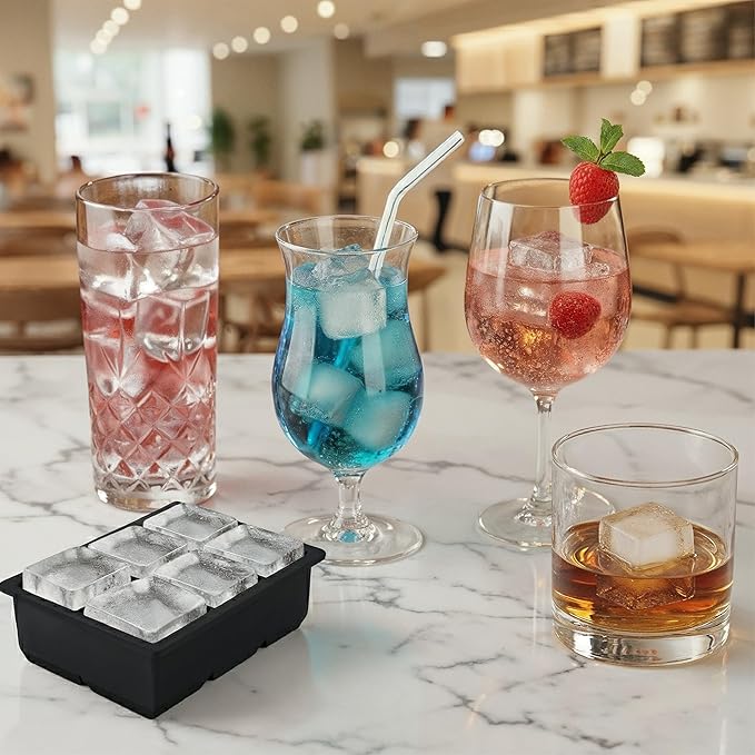 2 Pack Large Square Ice Cube Mold, Silicone Big Ice Cube Trays with Lids, BPA-Free Easy Release Stackable Ice Cube Trays for Freezer, Old Fashioned Ice Cube Maker Molds for Whiskey/Cocktails/Drinks
