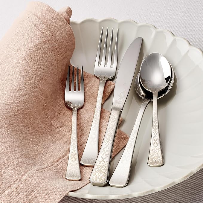 Cambridge 168925V Floral Etch 5-Piece Flatware Place Setting