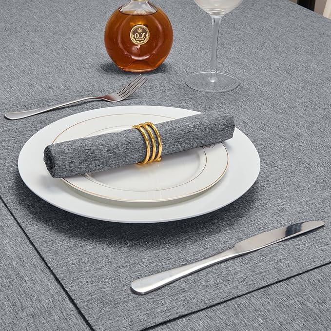 Rectangle Table Cloth Linen Farmhouse Stainproof Waterproof Washable Polyester Oblong Rectangular Fabric Table Cover for Kitchen Dining Dinner(Gray/60x144 Inch)