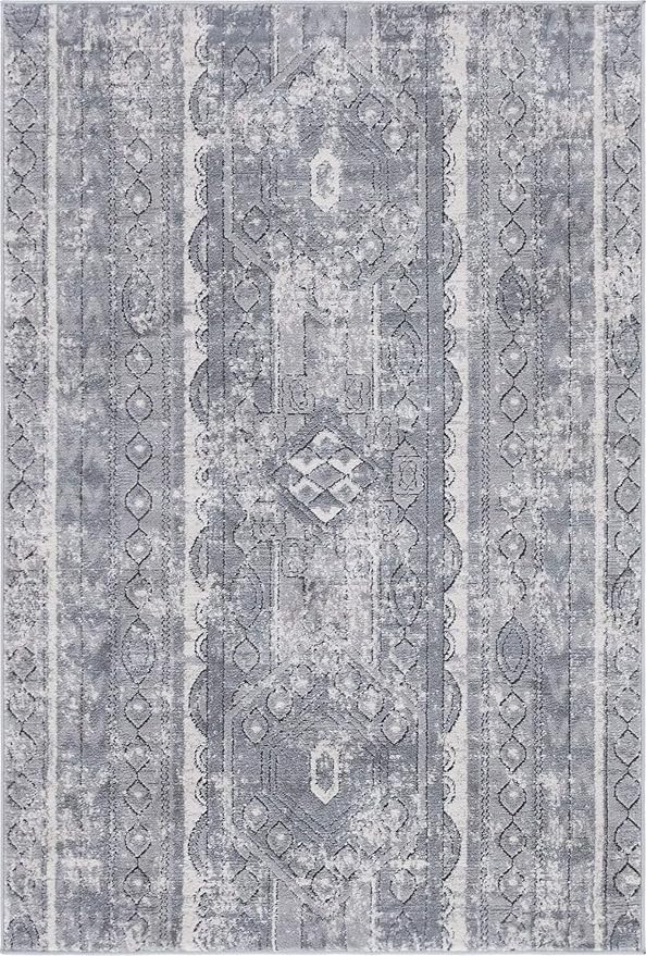 Rugs.com Oregon Collection Rug – 4' x 6' Gray Low-Pile Rug Perfect for Living Rooms, Large Dining Rooms, Open Floorplans