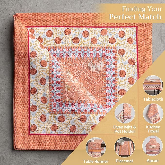 Maison d' Hermine Cloth Napkins Set of 4 100% Cotton for Thanksgiving Christmas Decorations Everyday Reusable Square Fall Napkins Cloth Washable Dinner Party (Harvest Festival, 20"x20")