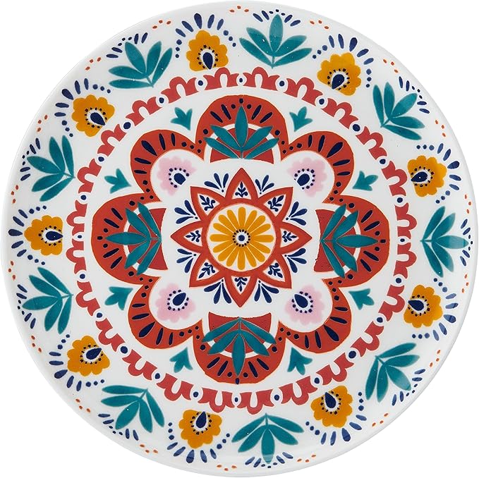 Mikasa Painted Medallion Set of 4 Bone China Salad Plates, 9 Inch