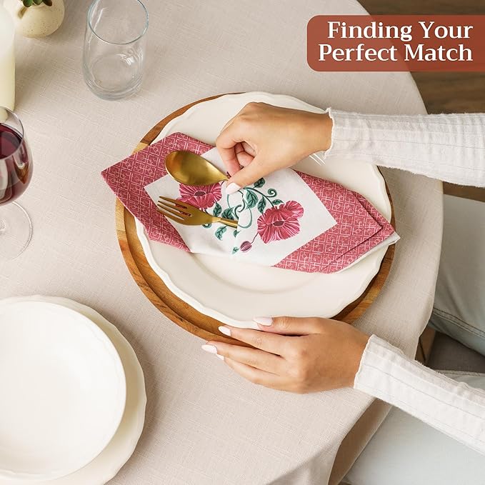 Maison d' Hermine Cloth Napkins Set of 4 100% Cotton Soft & Durable Everyday Reusable Square Napkins Cloth Washable, Dinner, Cocktail Party, Wedding, Restaurant (Poppy, 18" x 18")