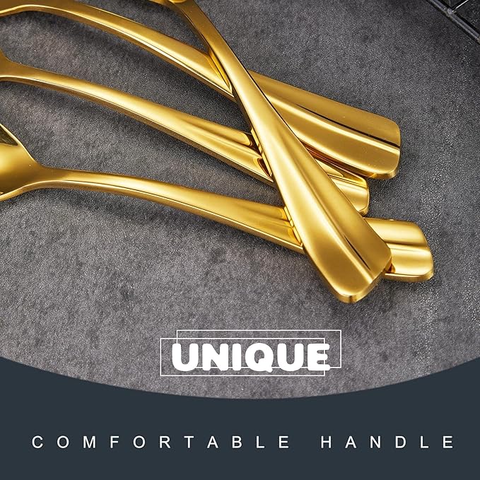 Locci 20 Pieces Gold Silverware Set,18/10 Stainless Steel Flatware Set,Cutlery Set for 4,Dishwasher Safe (Gold)