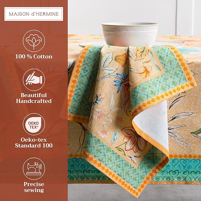 Maison d' Hermine Cloth Napkins Set of 4 100% Cotton Everyday Reusable Square Napkins Cloth Washable, Dinner, Party, Wedding, Restaurant, Spring/Summer (Luxury Loft – Peach, 20" x 20")