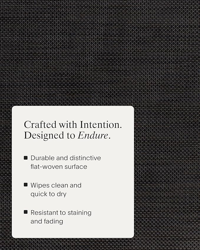 Chilewich Mini Basketweave Placemats in Espresso - Set of 4 - Easy Care Woven Tabletop Textiles - Indoor/Outdoor - 19.25" x 14" Oval