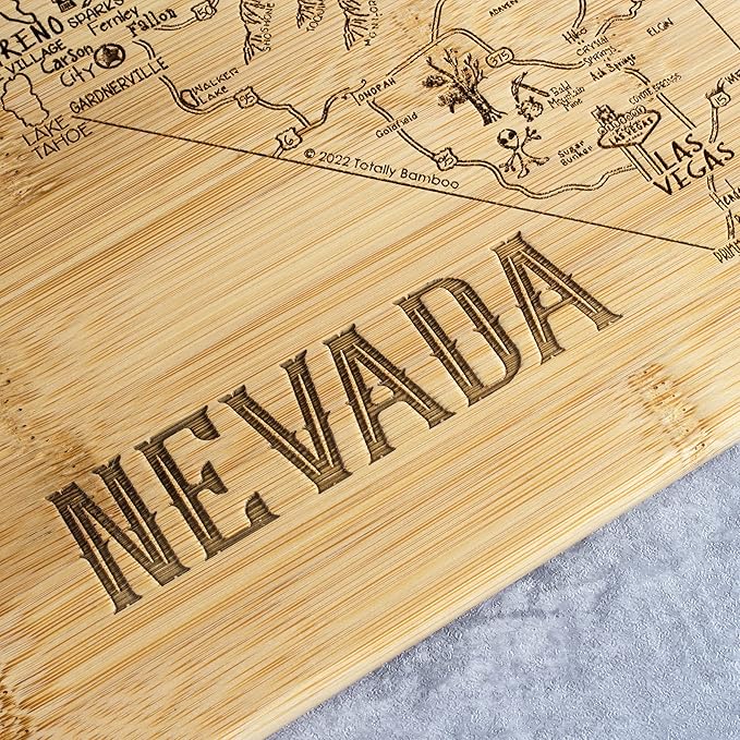 Totally Bamboo A Slice of Life Nevada State Serving and Cutting Board, 11" x 8.75"