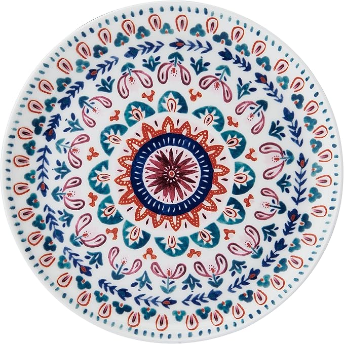 Mikasa Painted Medallion Set of 4 Bone China Appetizer Plates, 6 Inch