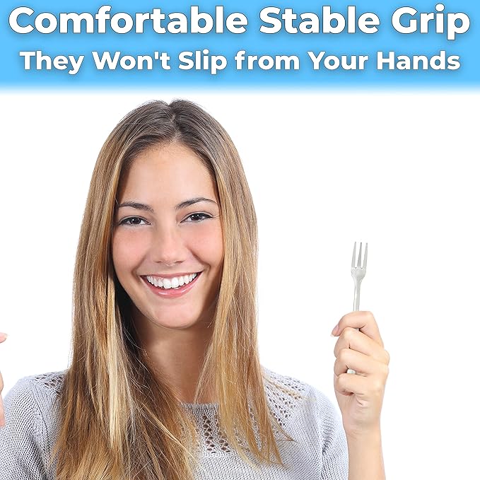 Super Durable, Elegant Mini Cocktail Forks 24 Pcs. Stainless Steel Tasting or Sampling Fork Set for Hors D'Oeuvres, Appetizers, Mussels, Crab. Small Metal Flatware Is Great for Restaurants and Events