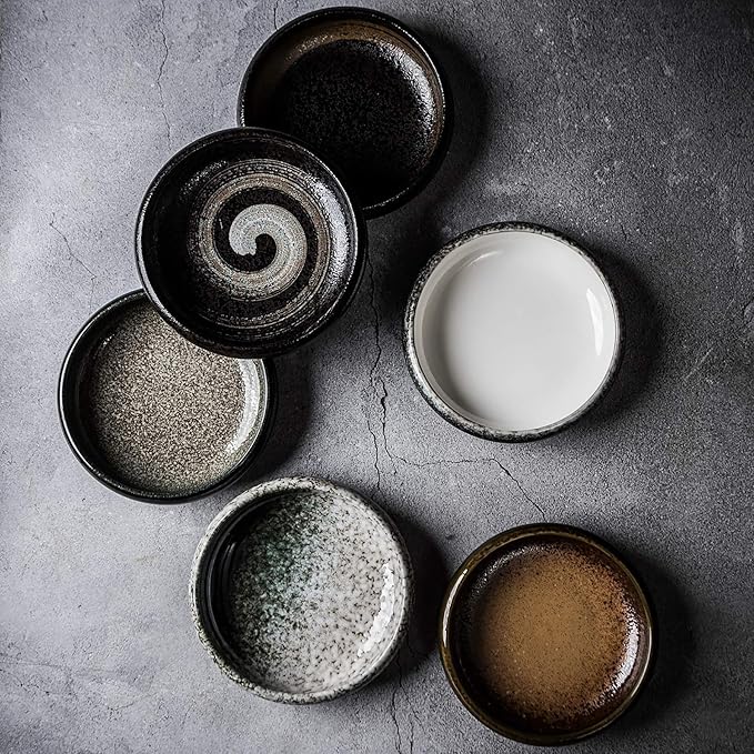 Uaral Serving Dishes,Salad Plate,Japanese Stoneware Appetizer Plate,Set Of 4,5.5 Inch,14 oz(White)