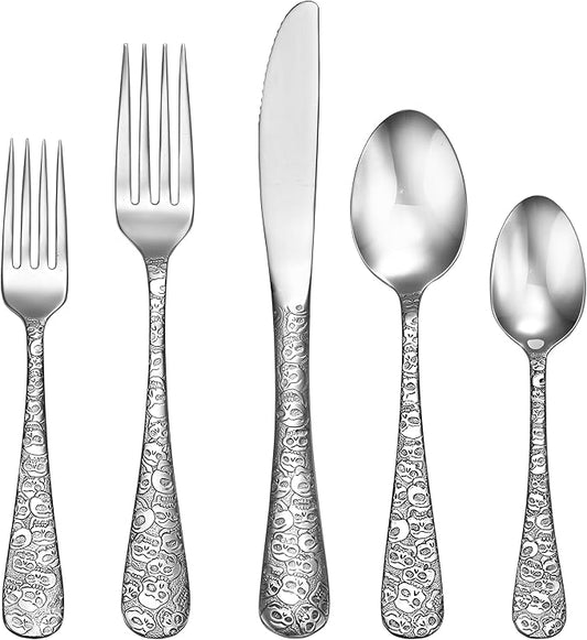 Liberty Tabletop Calavera (Skull) 20 Piece Flatware Set service for 4 18/10 Silverware Made in USA