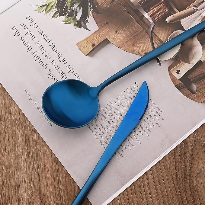 18/10 Stainless Steel Matte Flatware Set (1, Blue)
