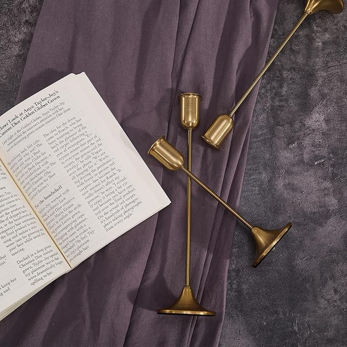 Candlestick Holders, Taper Candle Holders Set of 6, Vintage Gold Candle Sticks Holder Decor for Table Centerpiece, Fireplace Mantel, Weddings, Housewarming & Christmas Décor