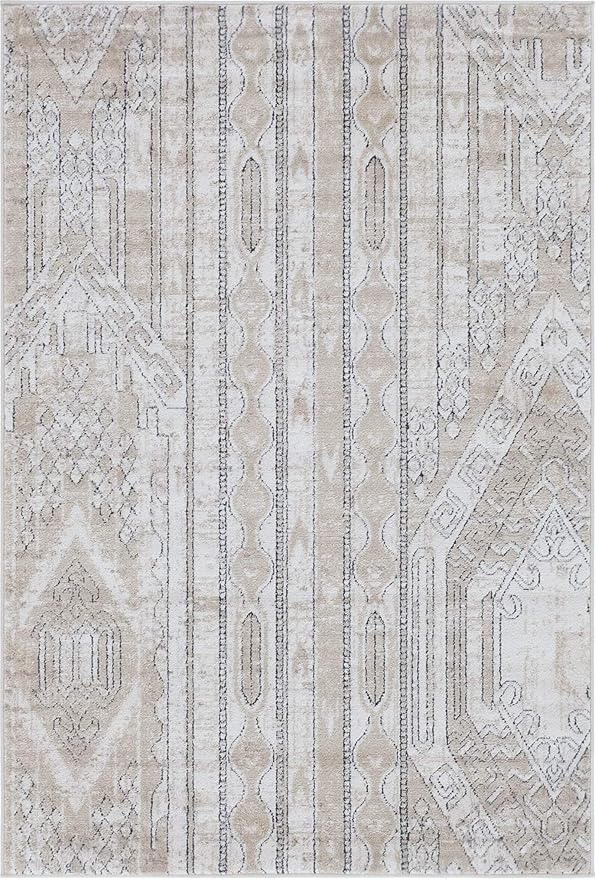 Rugs.com Oregon Collection Rug – 4' x 6' Ivory Low-Pile Rug Perfect for Living Rooms, Large Dining Rooms, Open Floorplans