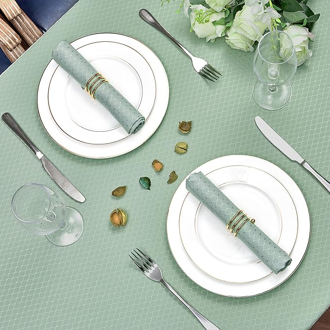 Rectangle Table Cloth Linen Farmhouse Stainproof Waterproof Washable Polyester Oblong Rectangular Fabric Table Cover for Kitchen Dining Dinner (Sage Green, 60 X 84 Inch)