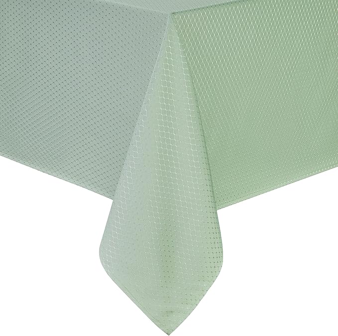 Rectangle Table Cloth Linen Farmhouse Stainproof Waterproof Washable Polyester Oblong Rectangular Fabric Table Cover for Kitchen Dining Dinner (Sage Green, 60 X 144 Inch)
