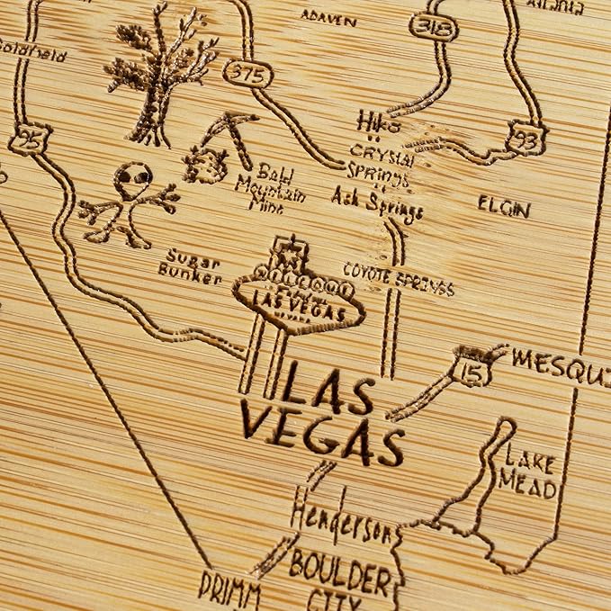 Totally Bamboo A Slice of Life Nevada State Serving and Cutting Board, 11" x 8.75"