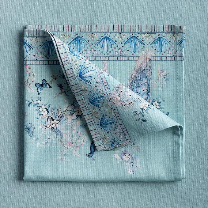 Maison d' Hermine Napkin 100% Combed Cotton Premium Set of 4 Decorative Washable Table Cloth Napkins for Dining, Home, Wedding, Banquet, Peacock Utopia - Pastel Turquoise (20”x20”)