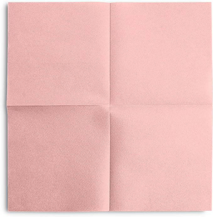 Disposable Pink Cocktail Napkins Paper - 4" x 4" High-End Linen-Like Beverage Party Square Paper Napkin Pack for Bar, Cafe, Restaurant, Christmas, Birthday, Wedding, Baby Shower - 100 Count
