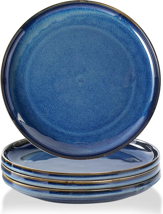 Ceramic dinner plates set of 4, Large Dinnerware Plates & Salad plates for party and wedding, Microwave safe porcelain plates set, 10 Inch