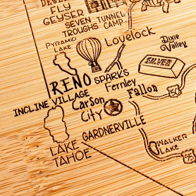 Totally Bamboo A Slice of Life Nevada State Serving and Cutting Board, 11" x 8.75"