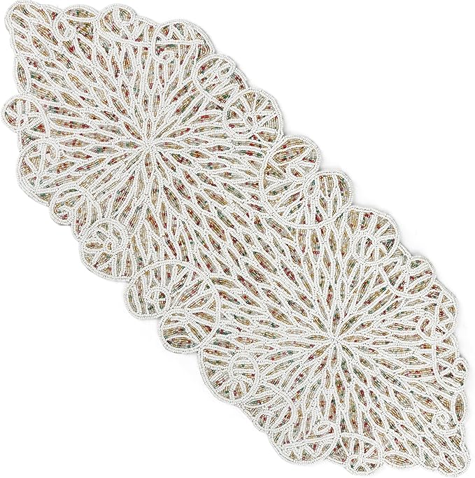 Handmade Beaded Table Runner, 13x36 Inches Lightweight Decorative Table Runner, Perfect for Dining/Wedding/Party/Everyday Use & Easy to Clean, Elegant Beaded Runner (Multi) - CLEENTABLE
