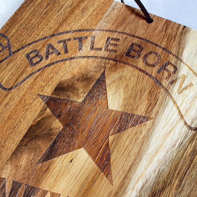 Totally Bamboo Rock & Branch Origins Series Nevada State Shaped Cutting Board and Charcuterie Serving Tray, Includes Hang Tie for Wall Display