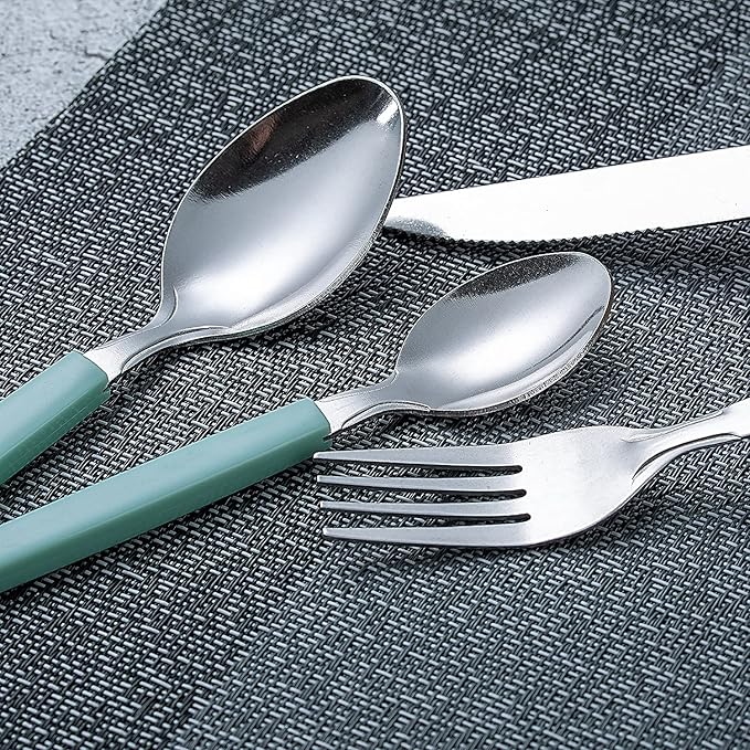 Cutiset 40 piece Stainless Steel Kitchen Flatware set with organizer, Camping Silverware set with color handles set of 8