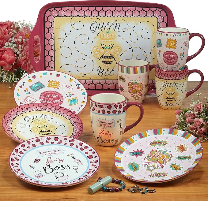 Certified International Lolita Lady Boss 6" Canape/Luncheon Plates, Set fo 4