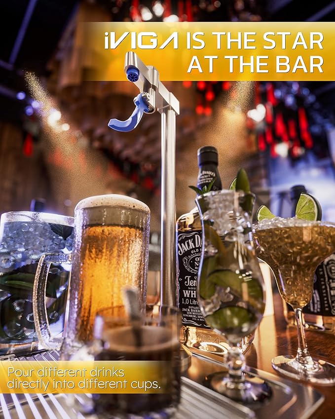 Brushed Nickel Glass Filler, iVIGA Deck Mount Glass Filler Faucet Fingerprint Free, Station Water Station G1/2" Male Shank with Adapter for Hotel Restaurant Bar Dining Hall