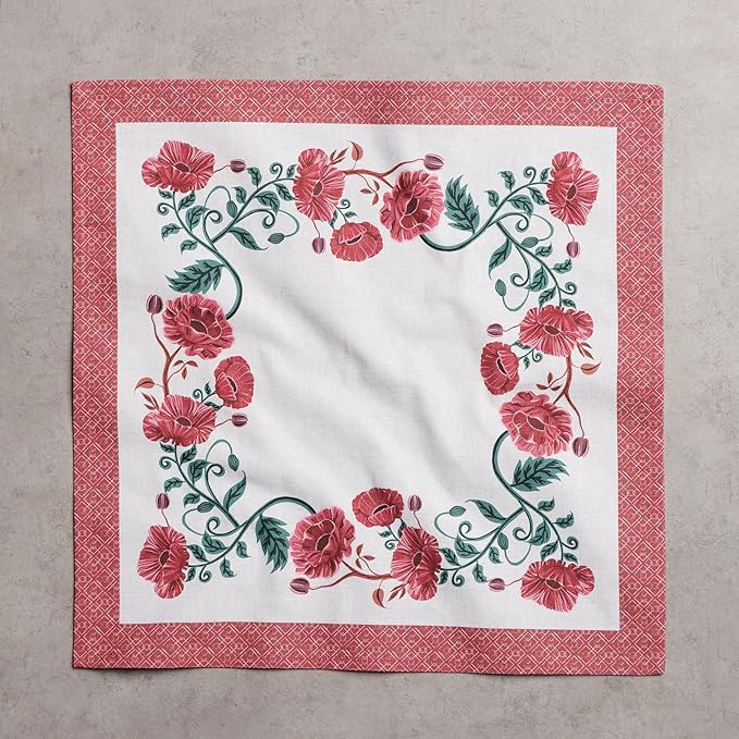 Maison d' Hermine Cloth Napkins Set of 4 100% Cotton Soft & Durable Everyday Reusable Square Napkins Cloth Washable, Dinner, Cocktail Party, Wedding, Restaurant (Poppy, 18" x 18")