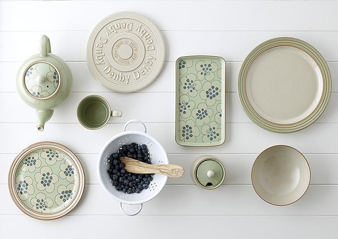 Denby - Heritage Orchard Dinner Set For 4-12 Piece Simple Ceramic Stoneware Tableware Set - Dishwasher Microwave Oven Safe - Scratch Chip Resistant