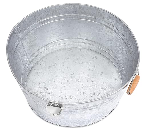 BirdRock Home Galvanized Beverage Tub with Stand | Bottle Opener | Party Drink Holder | Wooden Handles | Outdoor or Indoor Use | Free Standing