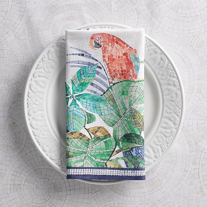 Maison d' Hermine Napkins 100% Combed Cotton Premium 20Inch x 20Inch Decorative Washable Cloth Napkin Table Napkin for Dining, Kitchen, Parties & Camping - Mosaic (Set of 4)