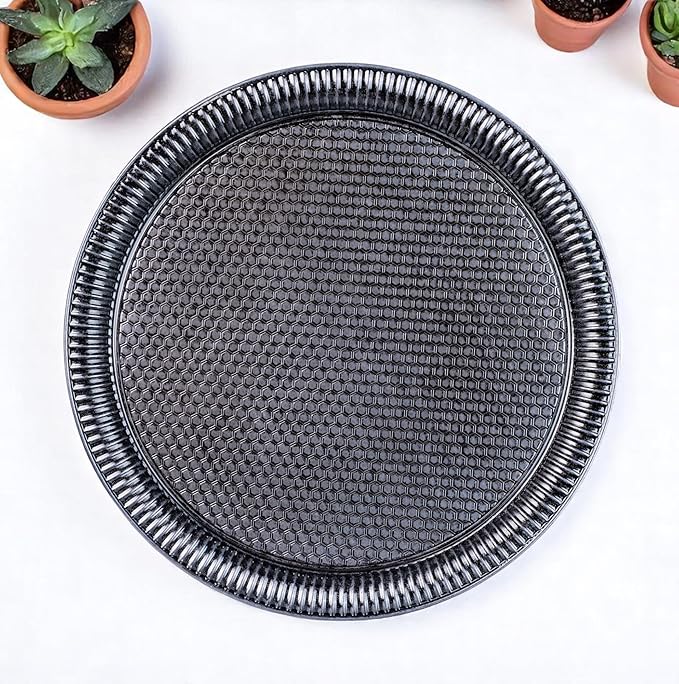 Alisveristime Round Hammered Metal Serving Tray – Ottoman Style, (11.8" Diameter, 12.6 oz) 5 Color Options (Black)